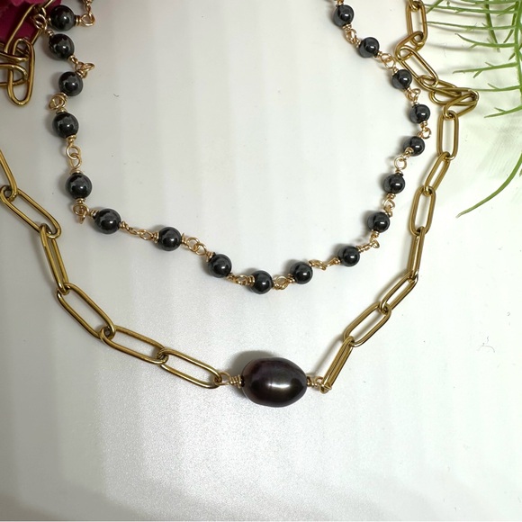 NEW⚜️Hematite Gemstone Beaded Hand Linked Necklace - Picture 5 of 5